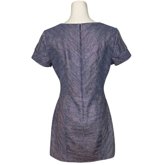 Rebecca Minkoff Katya Tweed Dress 8 Tiered Short Sleeve V-Neck Sheath Mini - Picture 2 of 12